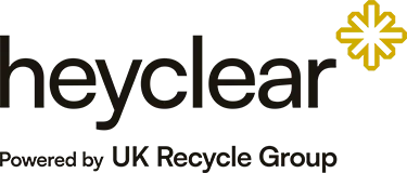 Hey Clear Dark Logo, Powered by UK Recycling Group
